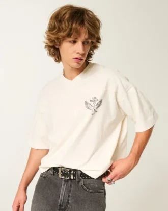 Heavyweight Baggy Crop Los Angeles Graphic Football T-Shirt