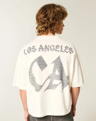 Heavyweight Baggy Crop Los Angeles Graphic Football T-Shirt
