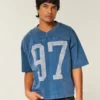 Heavyweight Baggy Crop Varsity Graphic Football Tee