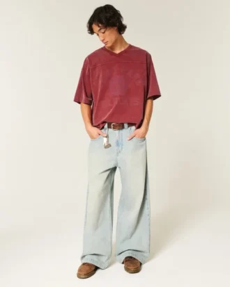 Heavyweight Baggy Crop Varsity Graphic Football Tee