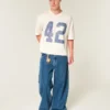 Heavyweight Baggy Crop Varsity Graphic Football Tee