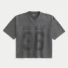Heavyweight Baggy Crop Varsity Graphic Football Tee