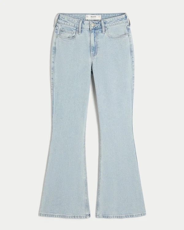 High-Rise Light Wash Heart Embroidered Flare Jeans High-Rise Light Wash Heart Embroidered Flare Jeans