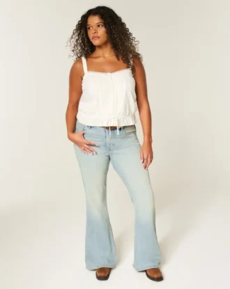 High-Rise Light Wash Star Pocket Flare Jeans