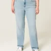 High-Rise Light Wash Straight Jeans