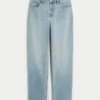 High-Rise Light Wash Straight Jeans