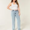 High-Rise Medium Wash Straight Jeans