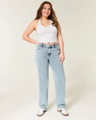 High-Rise Medium Wash Straight Jeans