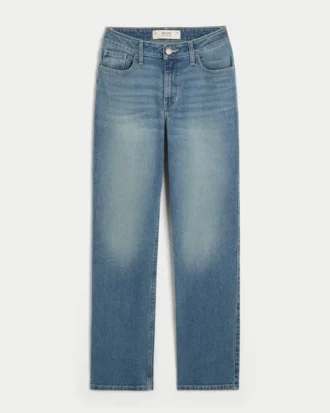 High-Rise Medium Wash Straight Jeans