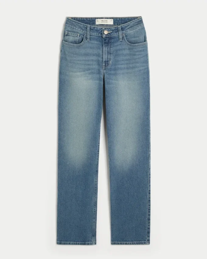 High-Rise Medium Wash Straight Jeans