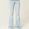 High-Rise Ripped Light Wash Flare Jeans High-Rise Ripped Light Wash Flare Jeans