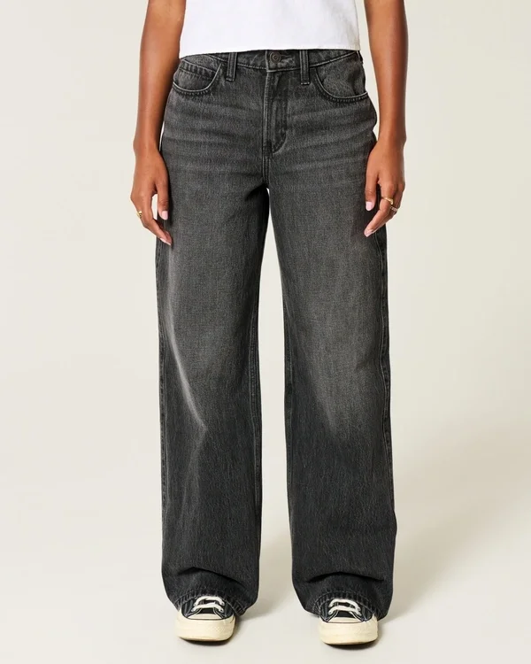 High-Rise Washed Black Baggy Jeans High-Rise Washed Black Baggy Jeans