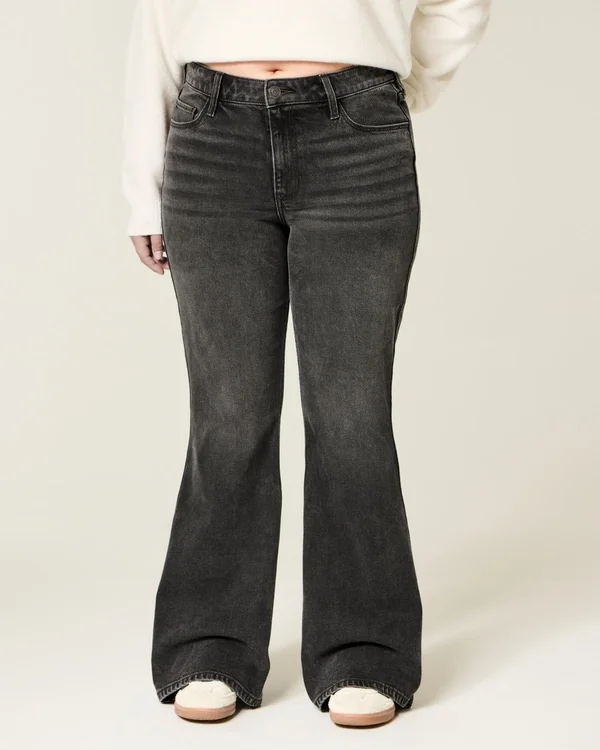High-Rise Washed Black Flare Jeans High-Rise Washed Black Flare Jeans