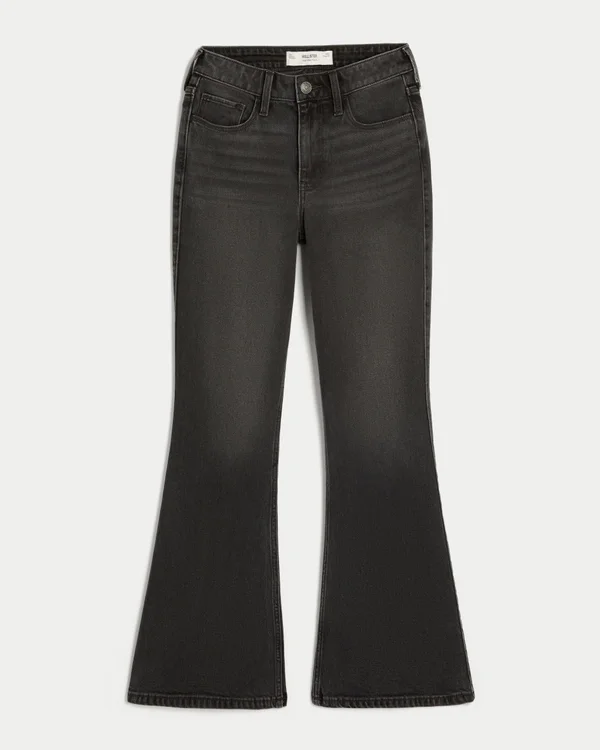 High-Rise Washed Black Flare Jeans High-Rise Washed Black Flare Jeans