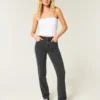 High-Rise Washed Black Straight Jeans High-Rise Washed Black Straight Jeans