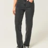 High-Rise Washed Black Straight Jeans High-Rise Washed Black Straight Jeans