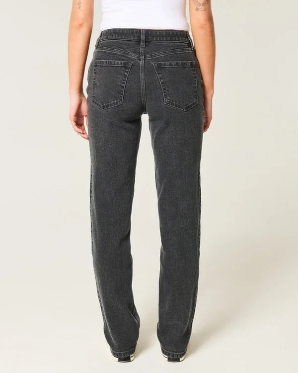 High-Rise Washed Black Straight Jeans High-Rise Washed Black Straight Jeans