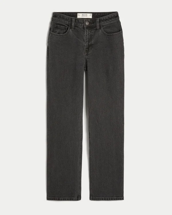 High-Rise Washed Black Straight Jeans High-Rise Washed Black Straight Jeans