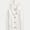 Holiday Vault Release Hooded Cable-Knit Toggle Cardigan