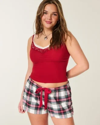 Holiday Vault Release Satin Tie Flannel Mini Shorts