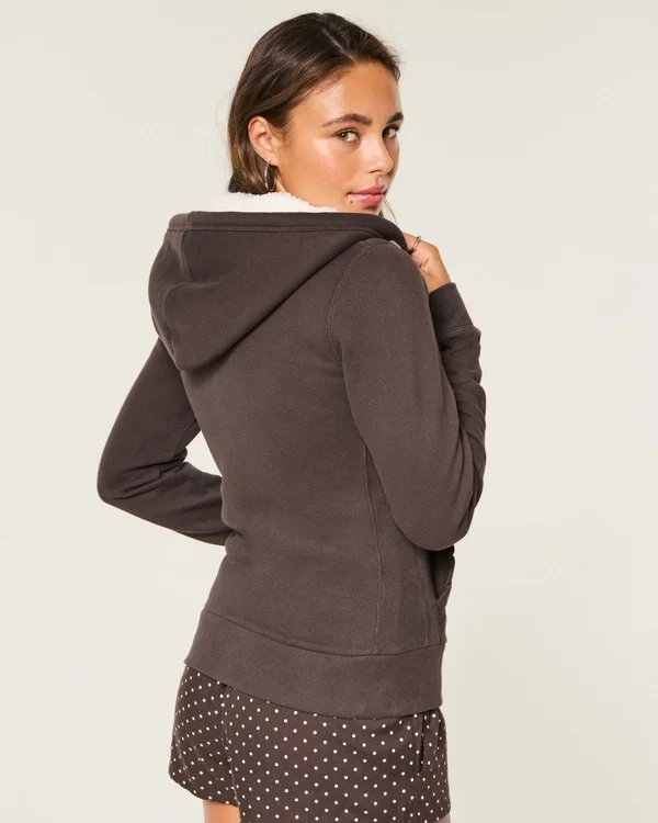 Holiday Vault Release Sherpa-Lined Zip-Up Logo Graphic Hoodie Holiday Vault Release Sherpa-Lined Zip-Up Logo Graphic Hoodie