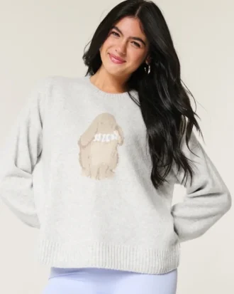 Hollister Comfy Cloud Bunny Graphic Crew Sweater