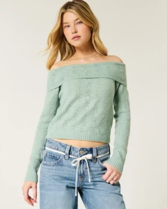 Hollister Comfy Cloud Stitchy Off-the-Shoulder Sweater