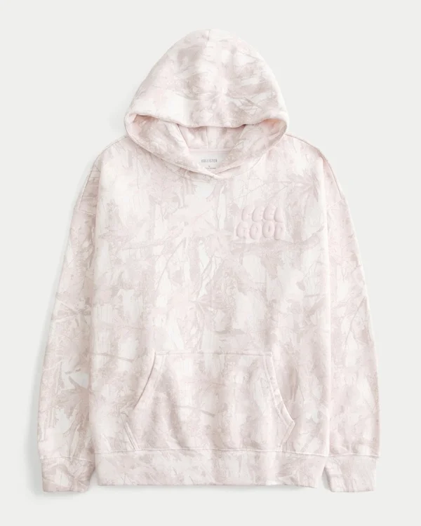 Hollister Feel Good Oversized Logo Graphic Camo Hoodie Hollister Feel Good Oversized Logo Graphic Camo Hoodie