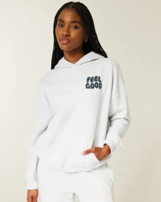 Hollister Feel Good Oversized Logo Graphic Hoodie