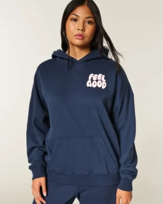 Hollister Feel Good Oversized Logo Graphic Hoodie