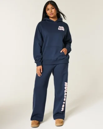 Hollister Feel Good Oversized Logo Graphic Hoodie