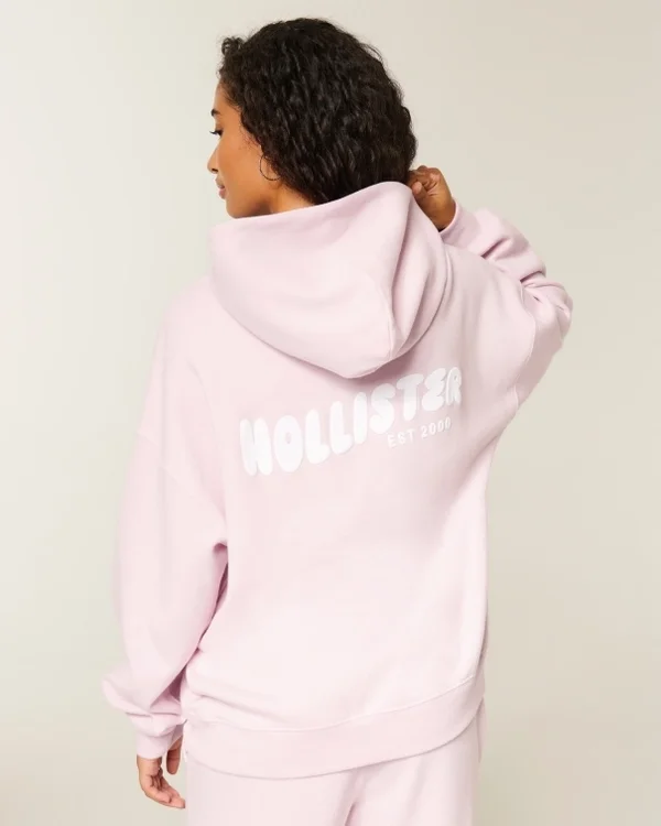 Hollister Feel Good Oversized Logo Graphic Hoodie Hollister Feel Good Oversized Logo Graphic Hoodie