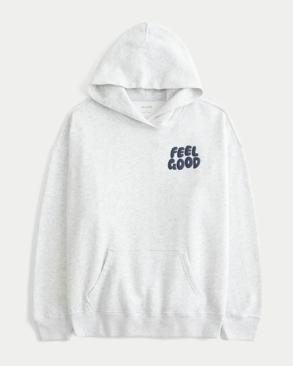 Hollister Feel Good Oversized Logo Graphic Hoodie Hollister Feel Good Oversized Logo Graphic Hoodie