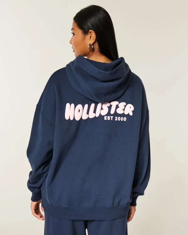 Hollister Feel Good Oversized Logo Graphic Hoodie Hollister Feel Good Oversized Logo Graphic Hoodie