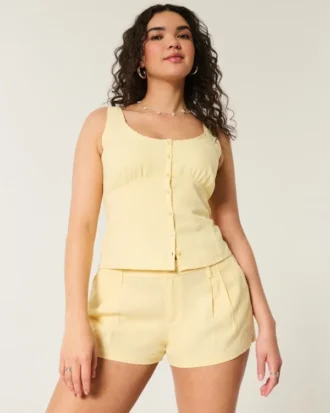 Hollister Livvy Low-Rise Linen-Blend Shorts Hollister Livvy Low-Rise Linen-Blend Shorts