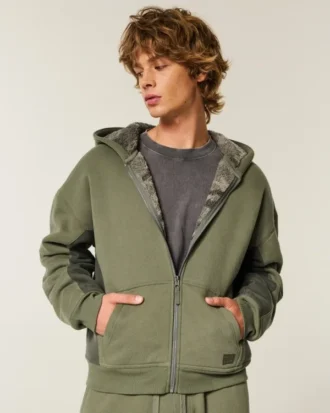 Hollister x Crocs Sherpa-Lined Zip-Up Hoodie