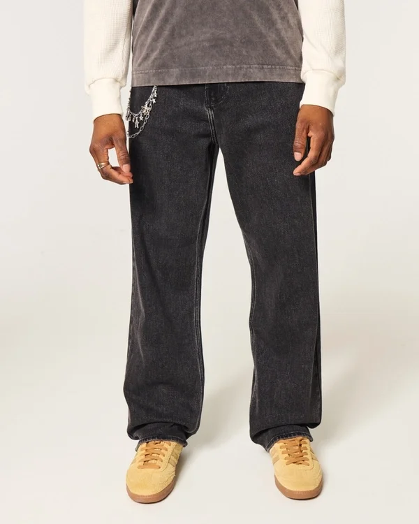 Hollister x Taco Bell Washed Black Embroidered Graphic Baggy Jeans Hollister x Taco Bell Washed Black Embroidered Graphic Baggy Jeans