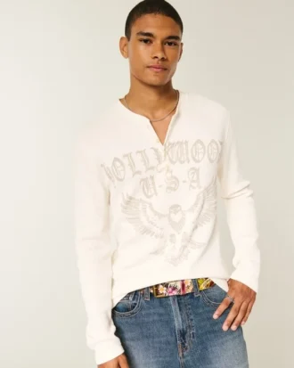 Hollywood Graphic Thermal Henley Hollywood Graphic Thermal Henley