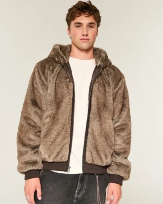 Hooded Faux Fur Jacket