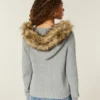 Hooded Faux Fur Trim Cardigan Hooded Faux Fur Trim Cardigan