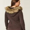 Hooded Faux Fur Trim Cardigan Hooded Faux Fur Trim Cardigan