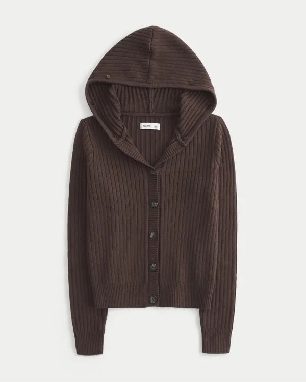 Hooded Faux Fur Trim Cardigan Hooded Faux Fur Trim Cardigan