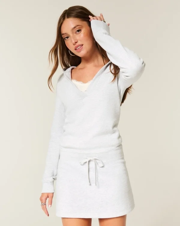 Hooded Long-Sleeve Fleece Dress Hooded Long-Sleeve Fleece Dress