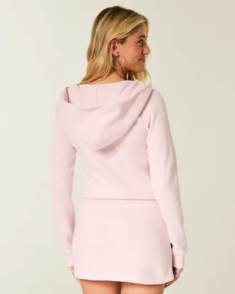 Hooded Long-Sleeve Fleece Dress