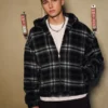 Hooded Plaid Flannel Skater Jacket Hooded Plaid Flannel Skater Jacket