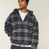Hooded Plaid Flannel Skater Jacket Hooded Plaid Flannel Skater Jacket