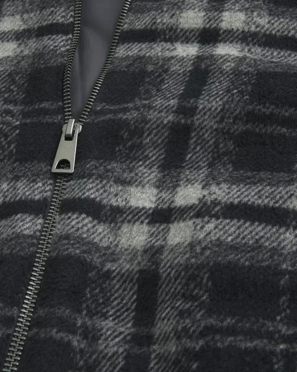 Hooded Plaid Flannel Skater Jacket Hooded Plaid Flannel Skater Jacket