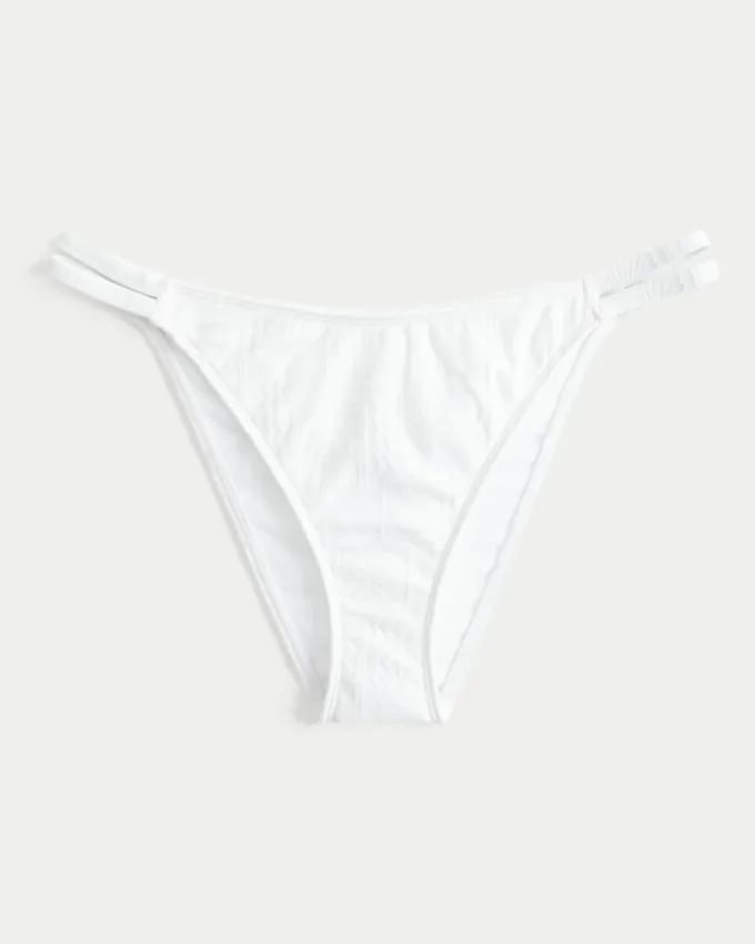 Jacquard Double-Strap Cheeky Bikini Bottom