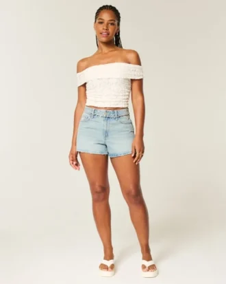 Lace Foldover Off-the-Shoulder Top