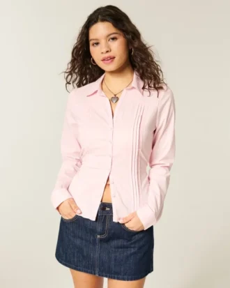 Lace Inset Button-Through Shirt